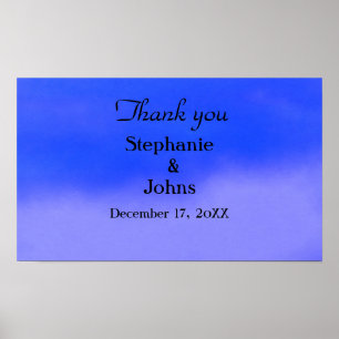 Vielen Dank Deep Blue Cloud Abstrakt Art Wedding Poster