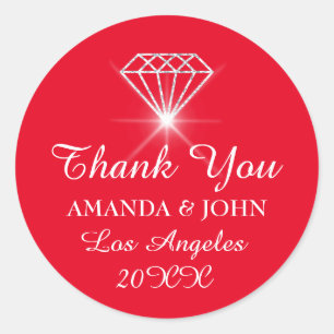Vielen Dank Diamond Name Wedding Bridal Sweet16. Runder Aufkleber