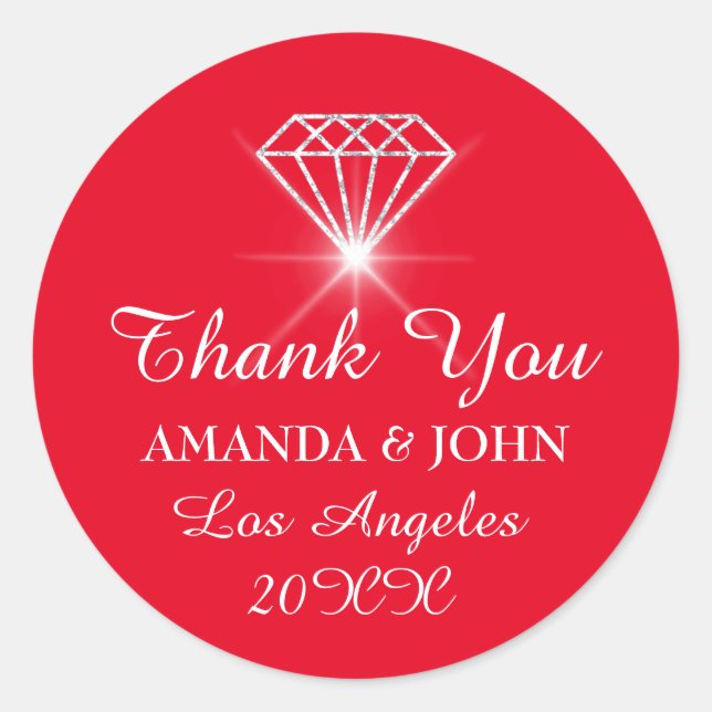 Vielen Dank Diamond Name Wedding Bridal Sweet16. Runder Aufkleber (Vorderseite)