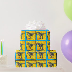 Vielen Dank Dino T-Rex Dinosaur Birthday Boy Yello Geschenkpapier