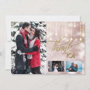 Vielen Dank, DIY 3 Foto Rose Gold-String Lichter Dankeskarte