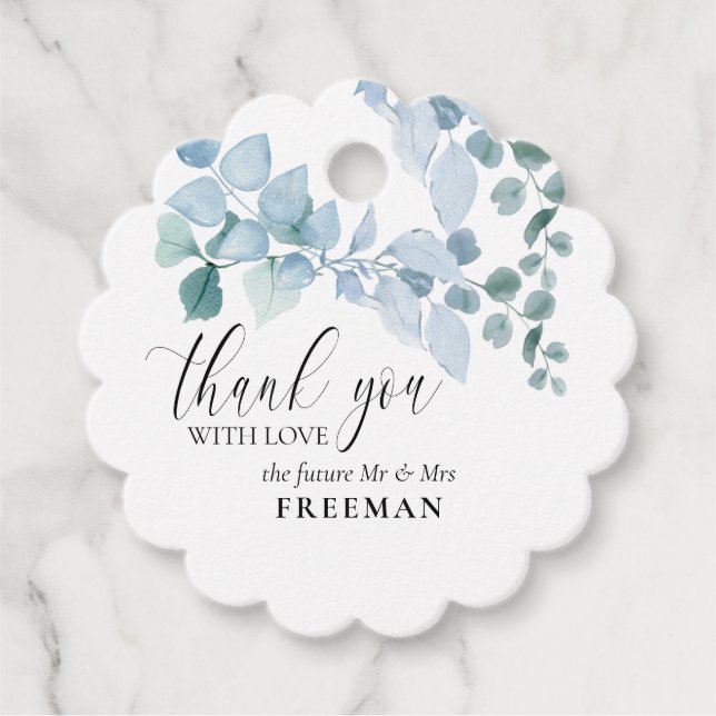 Vielen Dank Dusty Eucalyptus Elegant Geschenkanhänger (Vorderseite)