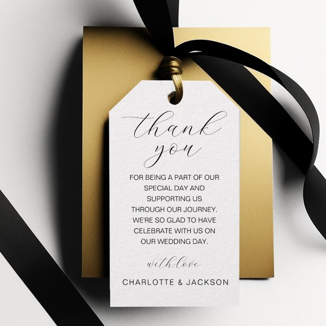 Vielen Dank! Einfach, elegant, weiß, Handschrift Geschenkanhänger (Von Creator hochgeladen)