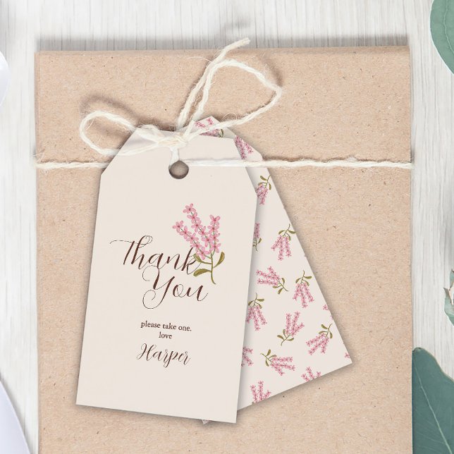 Vielen Dank Einfache Wildblume Hübsch Pink Botanic Geschenkanhänger (Von Creator hochgeladen)