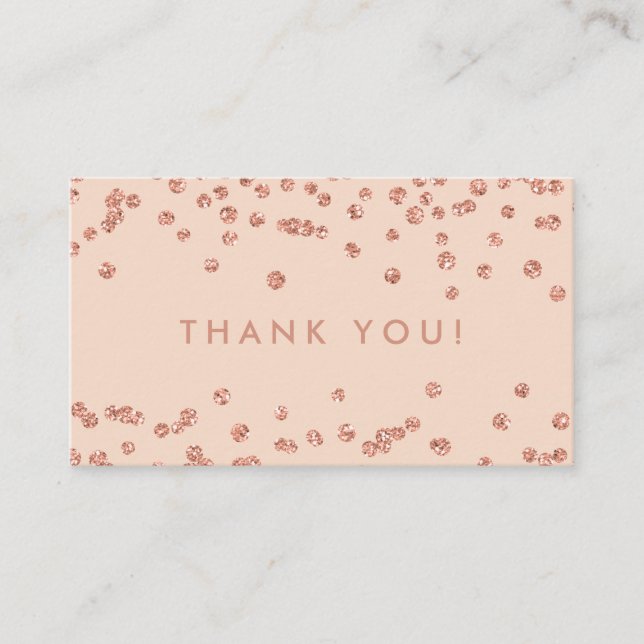 Vielen Dank einfügen Rose Gold Glitzer Confetti Bl Begleitkarte (Vorderseite)