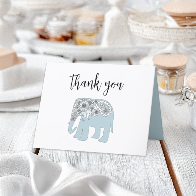 Vielen Dank Elegant Blue Paisley Elephant Card Dankeskarte (Von Creator hochgeladen)