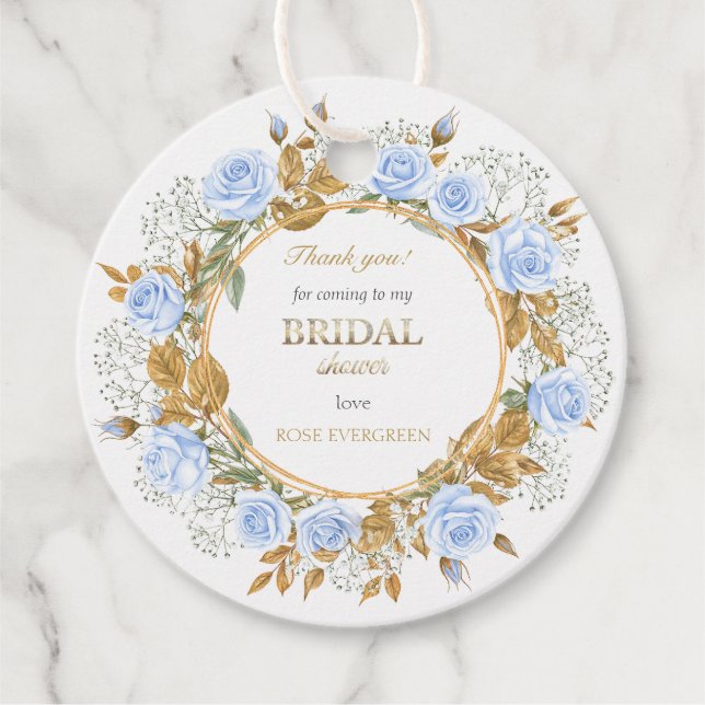 Vielen Dank Elegant Dusty Blue Rose Baby's Breathe Geschenkanhänger (Vorderseite)