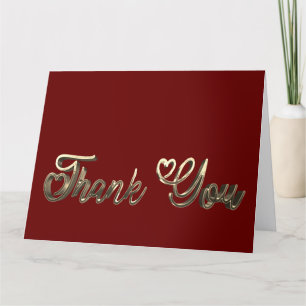 Vielen Dank Elegant Hearts Gold Handwriting Red Dankeskarte
