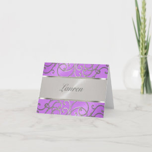 Vielen Dank Elegant Orchid Lila Silver Filigree Dankeskarte