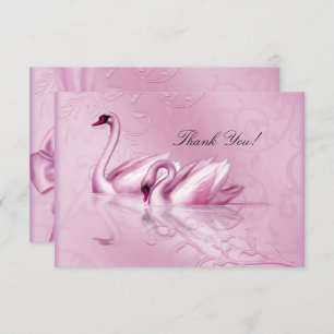 Vielen Dank Elegant Wedding Pink Swans Einladung