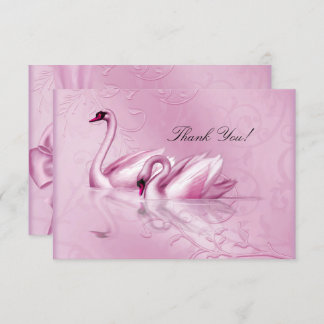 Vielen Dank Elegant Wedding Pink Swans Einladung
