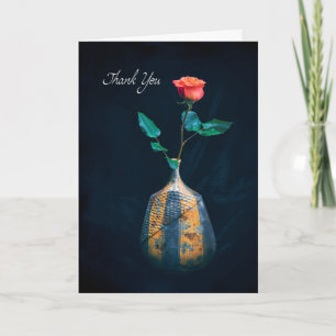 Vielen Dank Elegante Peach Farbige Rose in Vase Fo Feiertagskarte