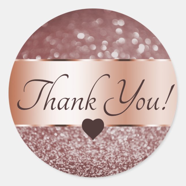 Vielen Dank Elegante Rose Gold Burgundy Glitzer St Runder Aufkleber (Vorderseite)