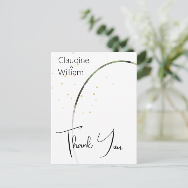 Vielen Dank Elegantes Foto Chic Moderne Hochzeit Postkarte (Stehend Vorderseite)