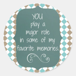 Vielen Dank Erinnerungen Zitat Runder Aufkleber