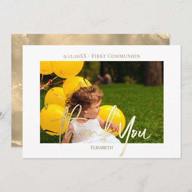 Vielen Dank Erste Kommunion Foto Card mit Umschlag Mitteilungskarte (Vorne/Hinten)