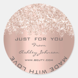 Vielen Dank, erstellt mit Liebe Glitzer Confetti R Runder Aufkleber