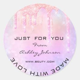 Vielen Dank, erstellt mit Liebe Spark Tropfen Glit Runder Aufkleber