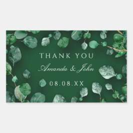 Vielen Dank Eukalyptus Woodland Rustic Wedding Gre Rechteckiger Aufkleber