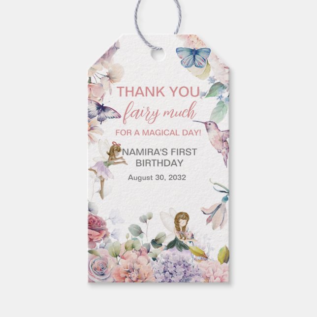 Vielen Dank Fairy viel Geburtstag Gefallen Geschenkanhänger (Vorderseite)