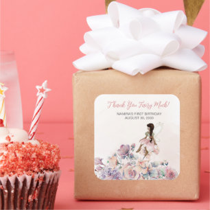 Vielen Dank Fairy viel Geburtstag Gefallen Quadratischer Aufkleber