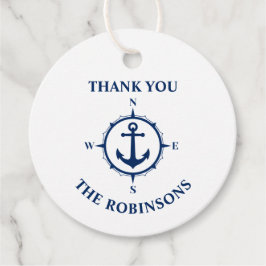 Vielen Dank Familie Name Compass Anchor Blue White Geschenkanhänger