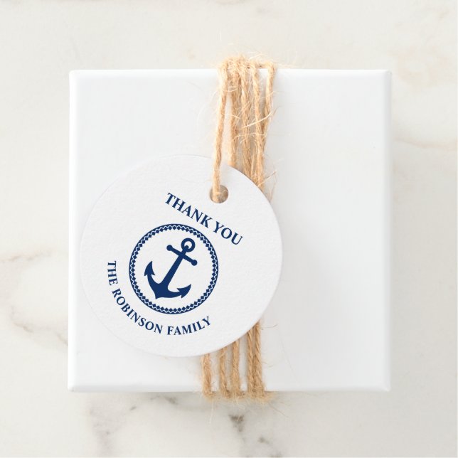 Vielen Dank Familie Name Nautical Sea Anchor Navy Geschenkanhänger (Beispiel)