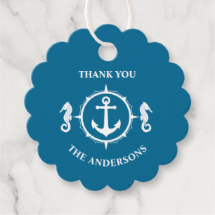 Vielen Dank Familienname Seepferd Anchor Aqua Blue Geschenkanhänger