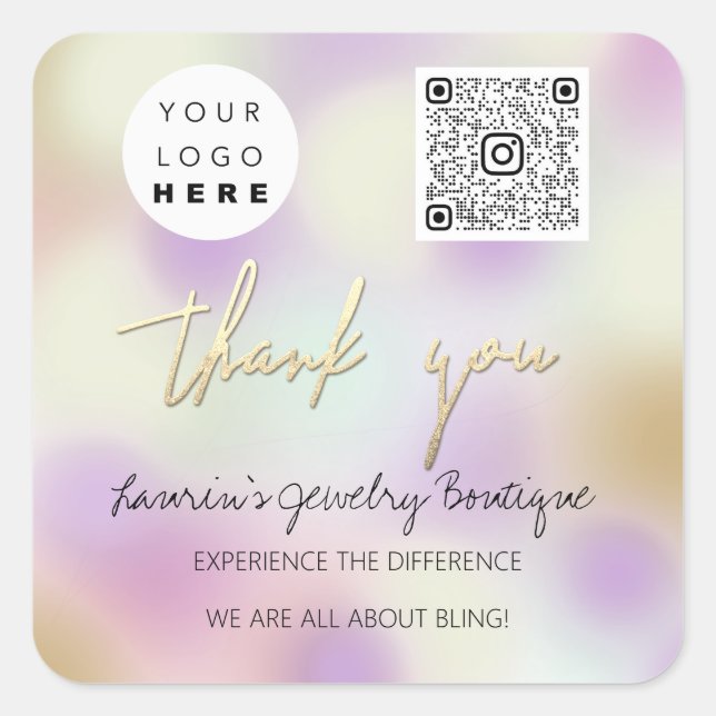 Vielen Dank Firmenname Logo QC Code Shop Abstrakt Quadratischer Aufkleber (Vorderseite)