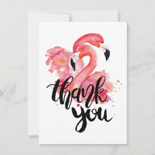 Vielen Dank Flamingos Watercolor Flat Card Dankeskarte