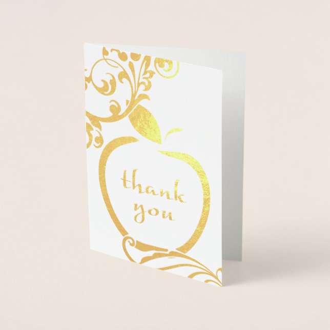 Vielen Dank, Floral Apple Gold Foil Folienkarte (Vorderseite)