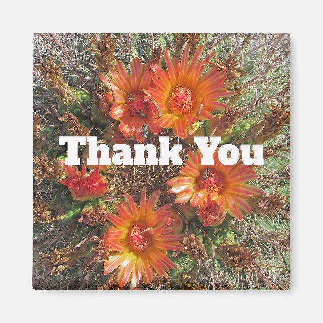 Vielen Dank Floral Cactus Bloom Orange Blume Magnet (Vorne)