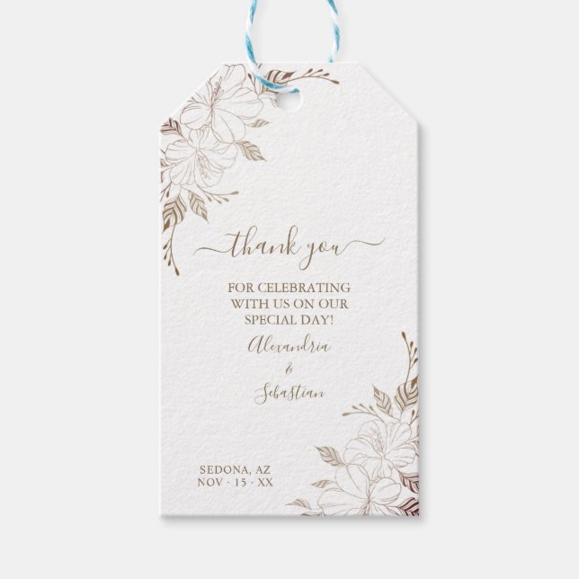 Vielen Dank Floral Gastgeschenk Hochzeit Geschenkt Geschenkanhänger (Vorderseite)