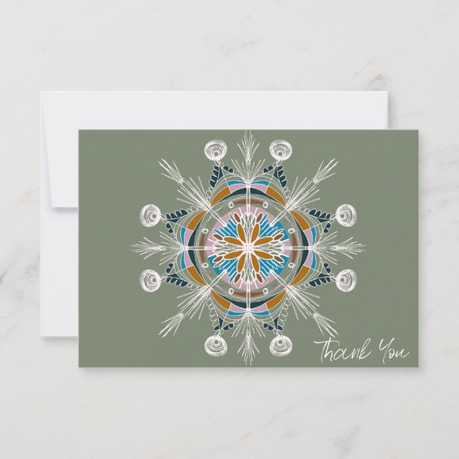 Vielen Dank Floral Mandala Boho Botanical Card Karte (Vorderseite)