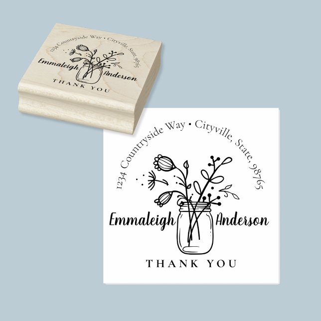 Vielen Dank Floral Mason Jar Small Business Briefm Gummistempel (Von Creator hochgeladen)