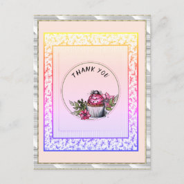 Vielen Dank, Floral Pink Ferienkuchen Postkarte