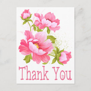 Vielen Dank Floral Pink Peonies Blume Postcard Postkarte