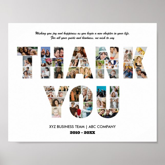 Vielen Dank Foto Collage Coworker Farewell Remüde Poster (Vorne)
