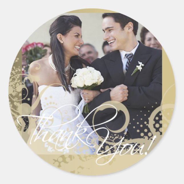 Vielen Dank Foto Sticker (grungy Floral) (Vorderseite)