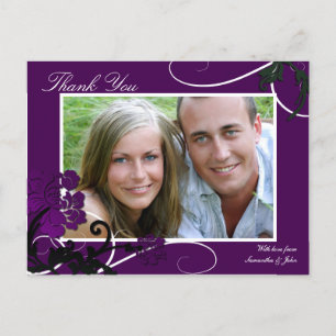 Vielen Dank Foto Wedding Postcard Lila Floral Postkarte