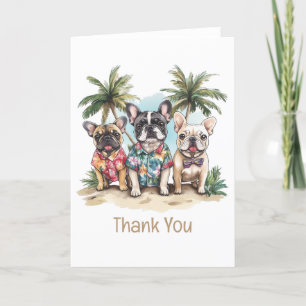 Vielen Dank, französische Bulldogs tragen hawaiian Dankeskarte