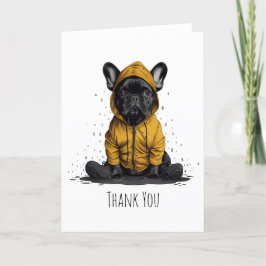 Vielen Dank, Französischer Bulldog mit Raincoat Dankeskarte