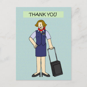 Vielen Dank Frau Cabin Crew Cartoon Postkarte
