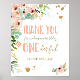Vielen Dank Frau Onederful Floral Birthday Sign Poster