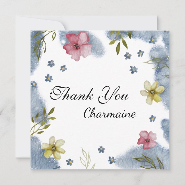 Vielen Dank Freunde Floral Wasserfarbe Custom Card (Vorderseite)