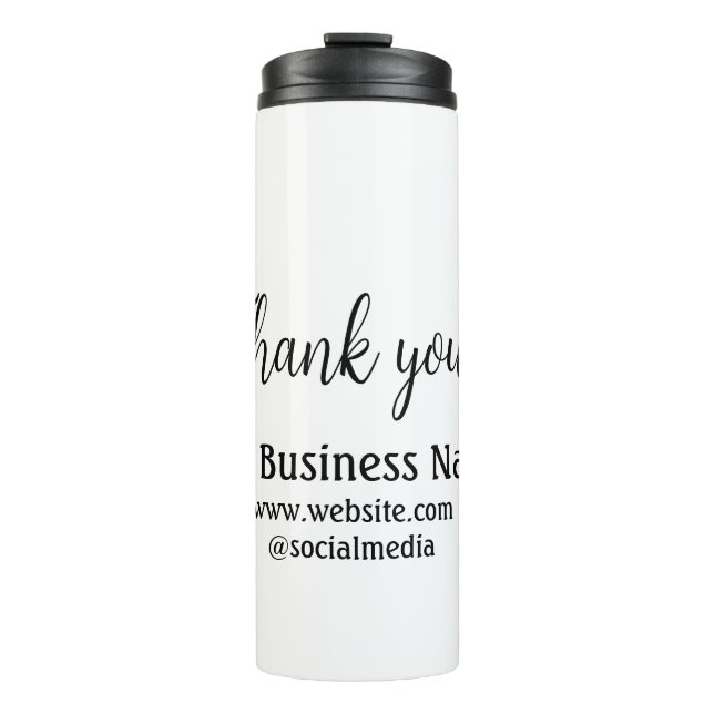 Vielen Dank, fügen Sie den Text für den Firmenname Thermosbecher (Vorderseite)