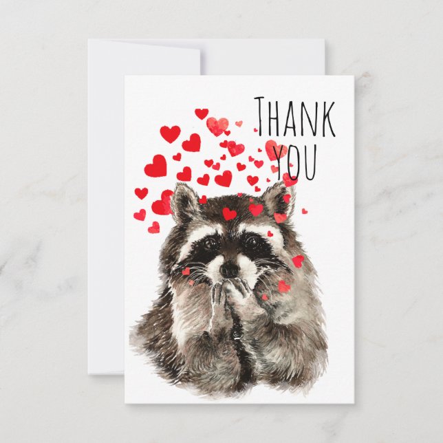 Vielen Dank Fun Raccoon Blows Kisses Animal Spaß Dankeskarte (Vorderseite)