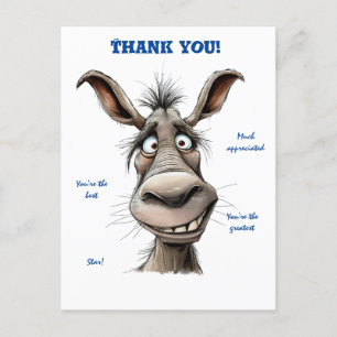 Vielen Dank Funny Donkey Postcard Postkarte
