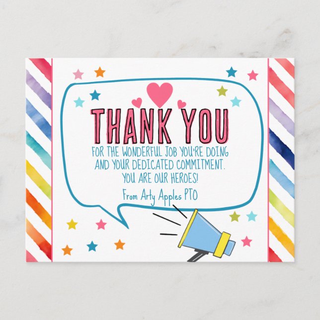 Vielen Dank für alle Heldenkarte Postkarte (Vorderseite)