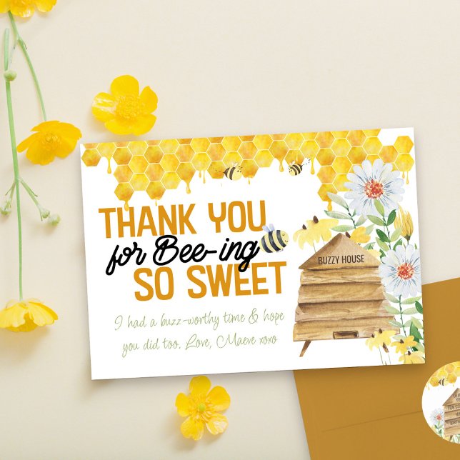 Vielen Dank für das Bienen so Sweet Beehive Honeyc Dankeskarte (Had a buzz-worthy time? Say Thank you for bee-ing so sweet  with our cute, bee pun thank you cards.)